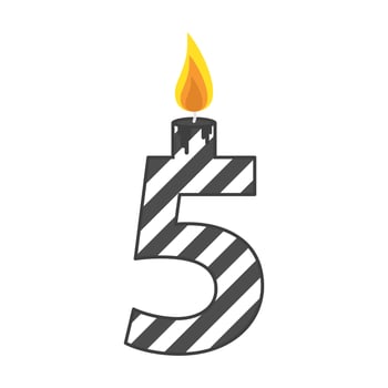 Birthday candle number flat illustration vector