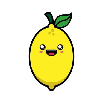 Cute lemon fruit cartoon illustration vector