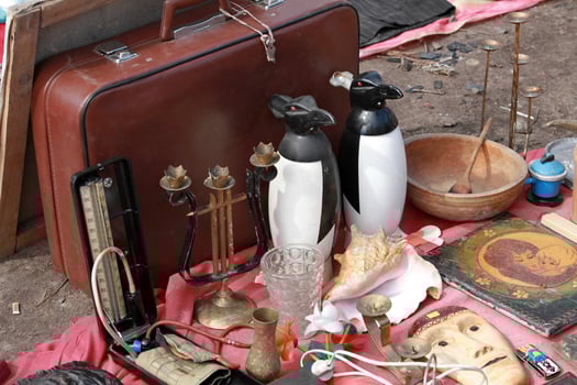 Goods for sale at flea market photo