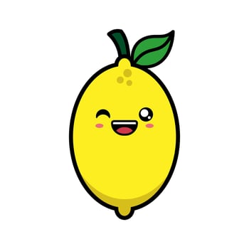Cute lemon fruit cartoon illustration vector