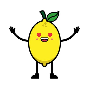 Cute lemon fruit cartoon illustration vector