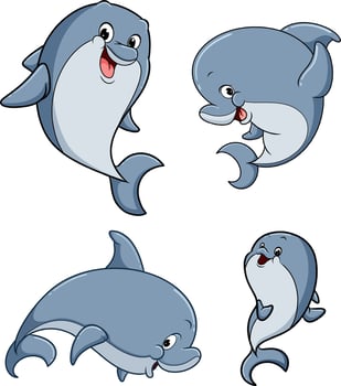 The collection of the cute dolphin is happy and hand waving vector