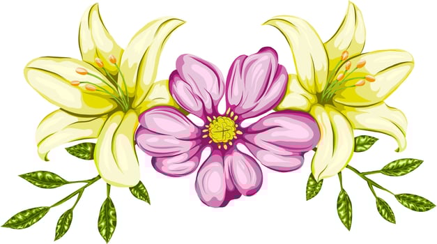 Delicate orchid flowers decorations vector