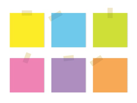 Colourful sticky notes paper icon illustration set vector