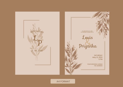 vintage and minimalist wedding invitation vector