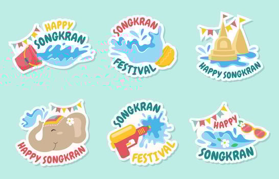 Cute Songkran Festival Set vector
