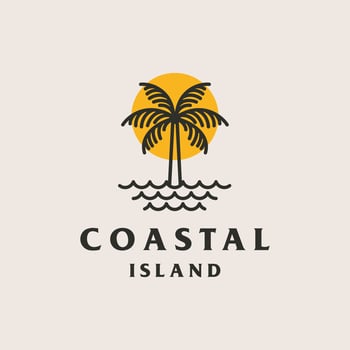 Palm Tree Beach Logo design vector