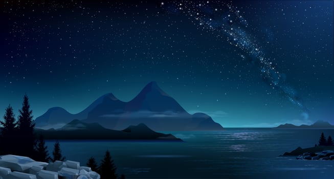 Night mountain landscape and the Milky Way vector