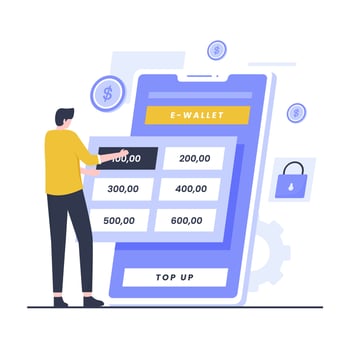 Flat design of top up electronic wallet concept vector