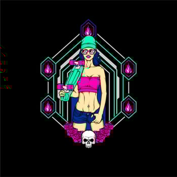 skateboard girl illustration vector