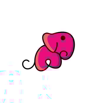 Elephant with style cartoon chibi kawaii in background white  , vector template logo design