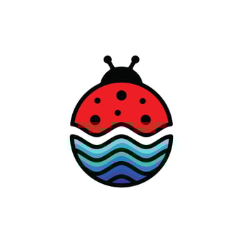 Dual Meaning Logo Design Combination of Bug Insect and Wave Water vector
