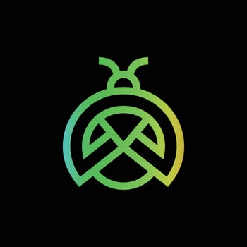 Green Bug with line art style in white background, vector template logo design