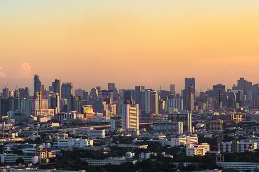 Bangkok Skyscraper view of many buildings,Thailand. Bangkok is the most populated city in Southeast Asia with one sixth of population live and visit Bangkok every day photo