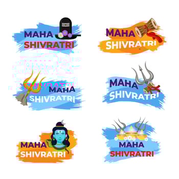 Maha Shivratri Sticker Collection vector
