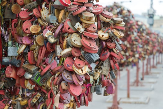 Many locks on the tree. photo
