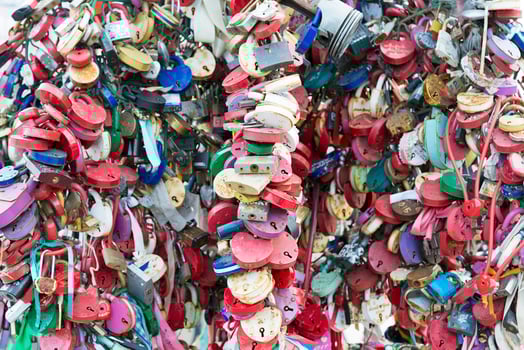Many locks on the tree. photo