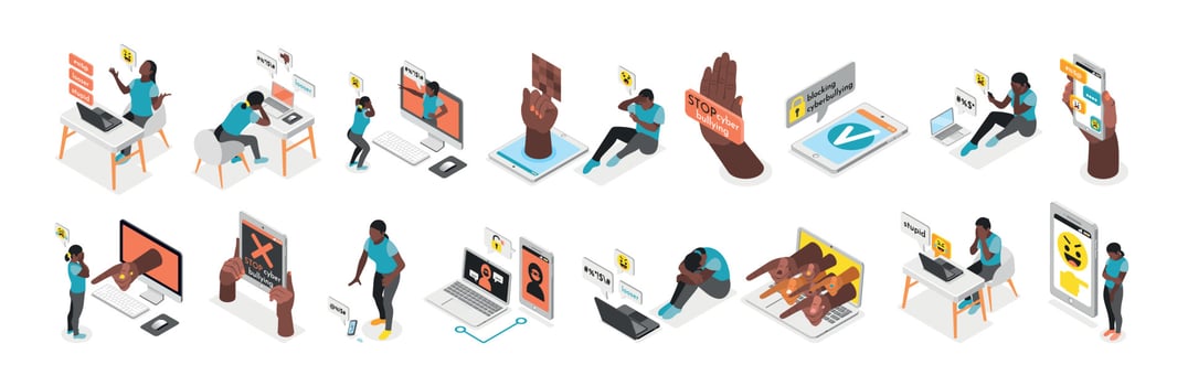 Cyber Bullying Set vector