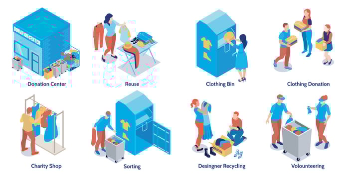 Clothes Donation Compositions Set vector