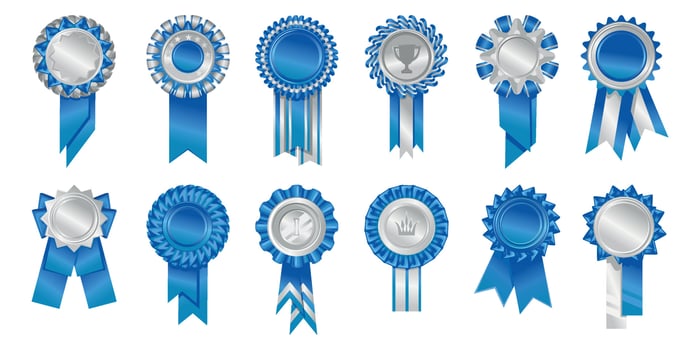 Rosettes Rewards Blue Icon Set vector