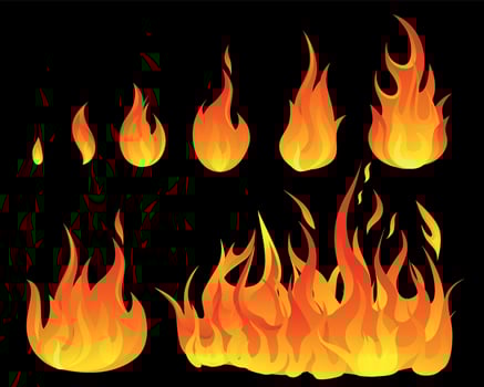Fire Flame Small Big Icon Set vector