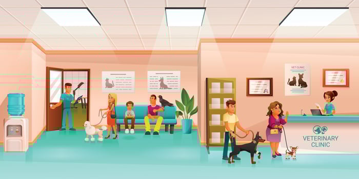 Veterinary Clinic Reception Composition vector
