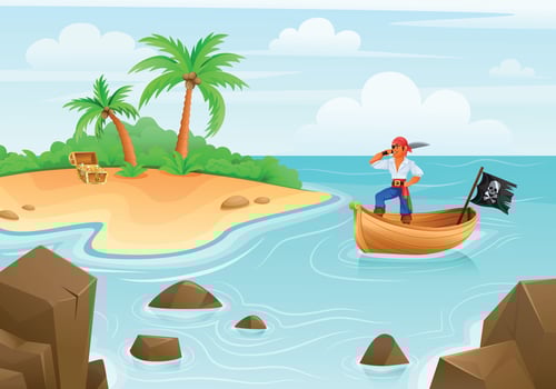 Pirates Treasure Island Cartoon vector