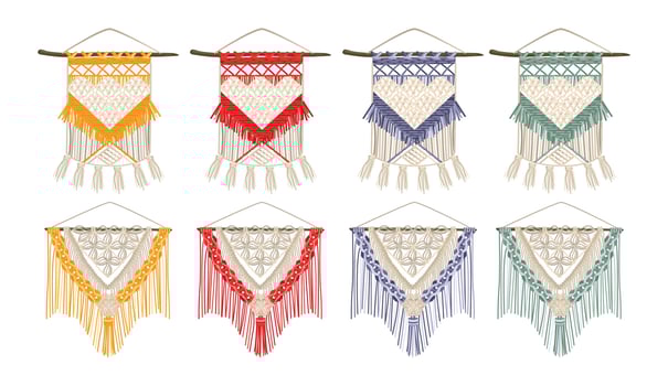 Handcrafted Macrame Color Set vector