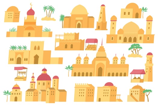 Arab City Set Flat vector