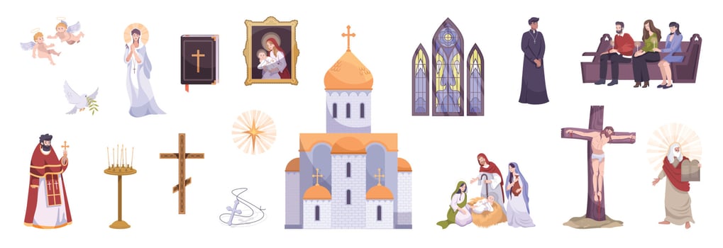 Christianity People Realistic Set vector