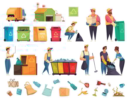 Garbage Cartoon Set vector