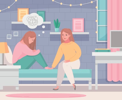 Home Empathy Cartoon Composition vector