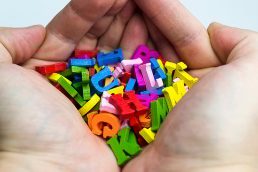Hands holding a lot of letters. photo