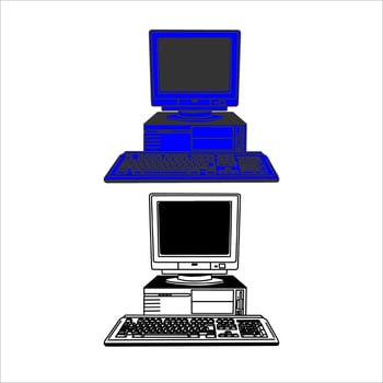 black and white old style computer vector design