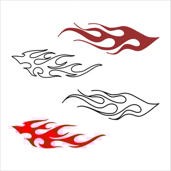 blazing fire design vector left and right