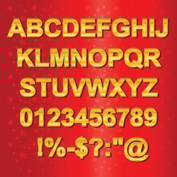 comics Gold style alphabet collection set. Illustrator Vector Eps 10.