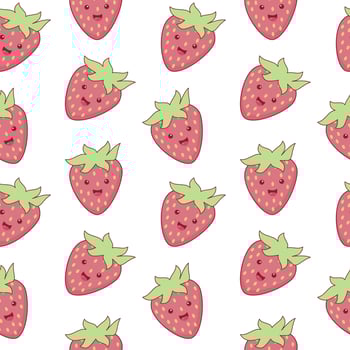 Cute strawberry cartoon seamless pattern vector  Background design for kids, decorating, wallpaper, wrapping paper, fabric, backdrop