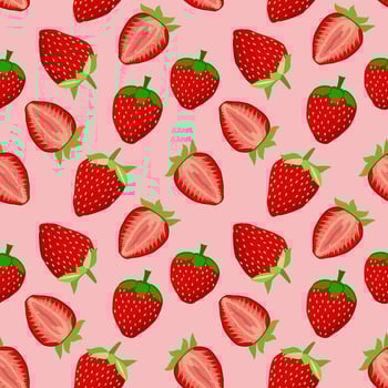 Cute strawberry cartoon seamless pattern vector  Background design for kids, decorating, wallpaper, wrapping paper, fabric, backdrop