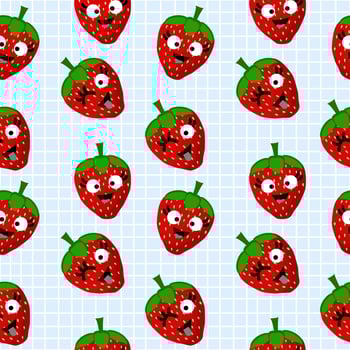 Cute strawberry cartoon seamless pattern vector  Background design for kids, decorating, wallpaper, wrapping paper, fabric, backdrop