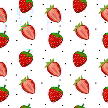 Cute strawberry cartoon seamless pattern vector  Background design for kids, decorating, wallpaper, wrapping paper, fabric, backdrop