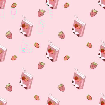 Cute strawberry cartoon seamless pattern vector  Background design for kids, decorating, wallpaper, wrapping paper, fabric, backdrop