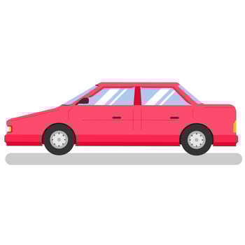 red sedan in flat color style. City car vehicle transportation. Vector illustration