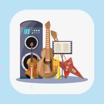 Guitars fiddle trumpet and speaker vector design