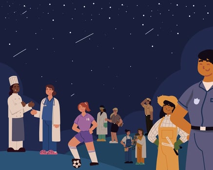 women workers in the night vector