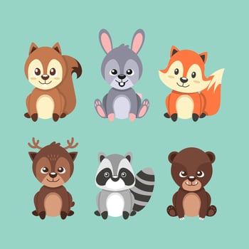Cartoon Spring Animal Character Set vector