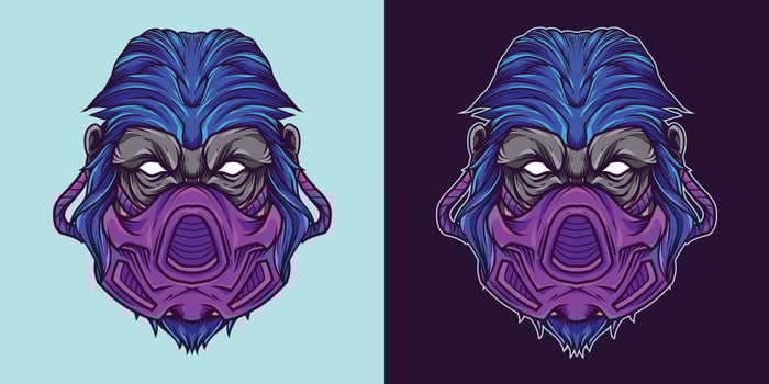 Gorilla Gasmask Head Mascot Logo Illustration vector
