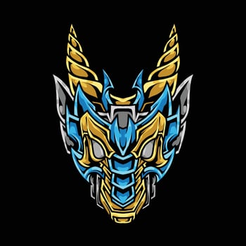 Horned Dragon Head Abstract Ornament Illustration vector