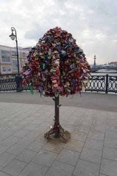 Many locks on the tree. photo