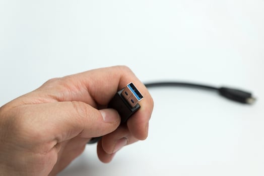 Hand holds usb cable photo