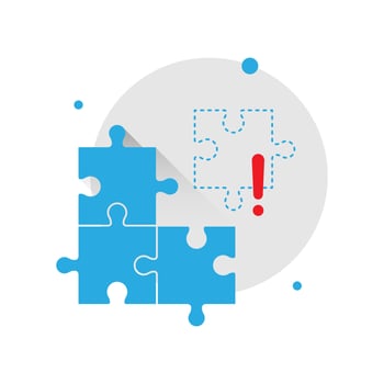 jigsaw puzzle, lost, incomplete data concept illustration flat design vector eps10. simple and modern graphic element for landing page, empty state ui, infographic